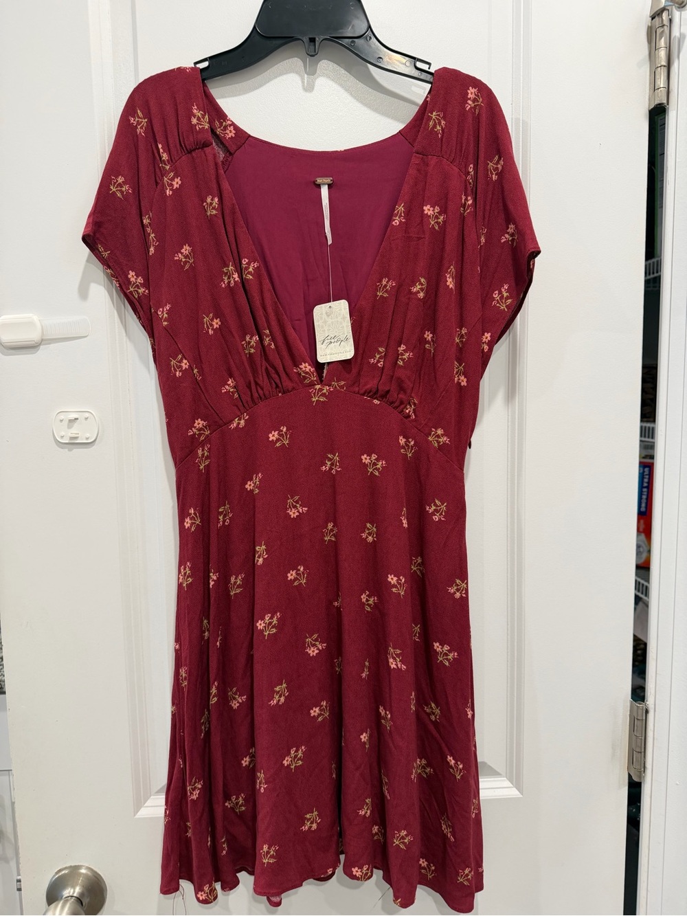 Free People Burgundy Floral Mini Dress